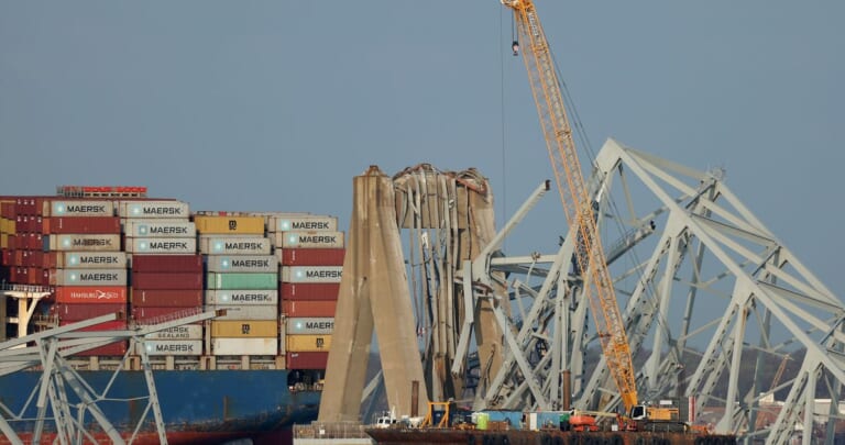 Cranes Arriving In Baltimore To Remove Wreckage From Deadly Bridge Collapse